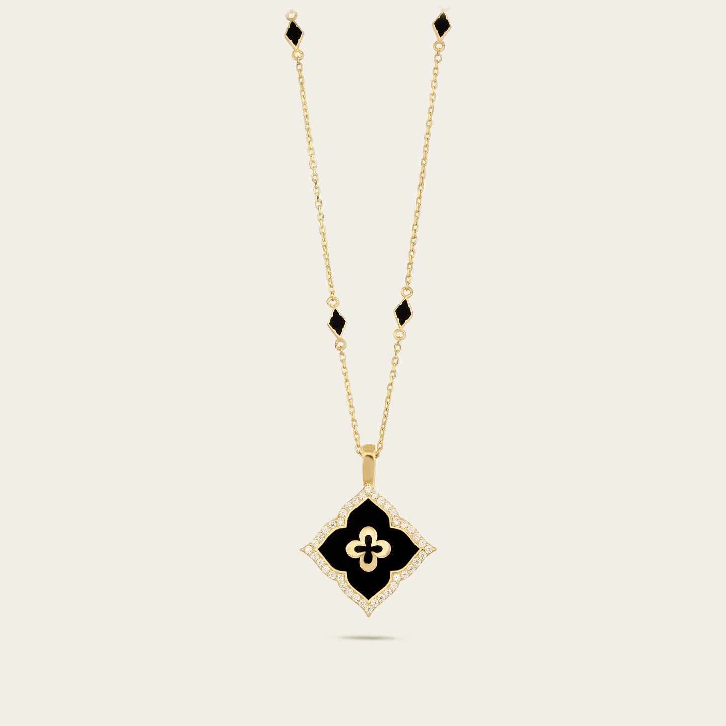 noorelle, enigma fine necklace, jewellery, necklace, gold chain necklace, black and gold necklace