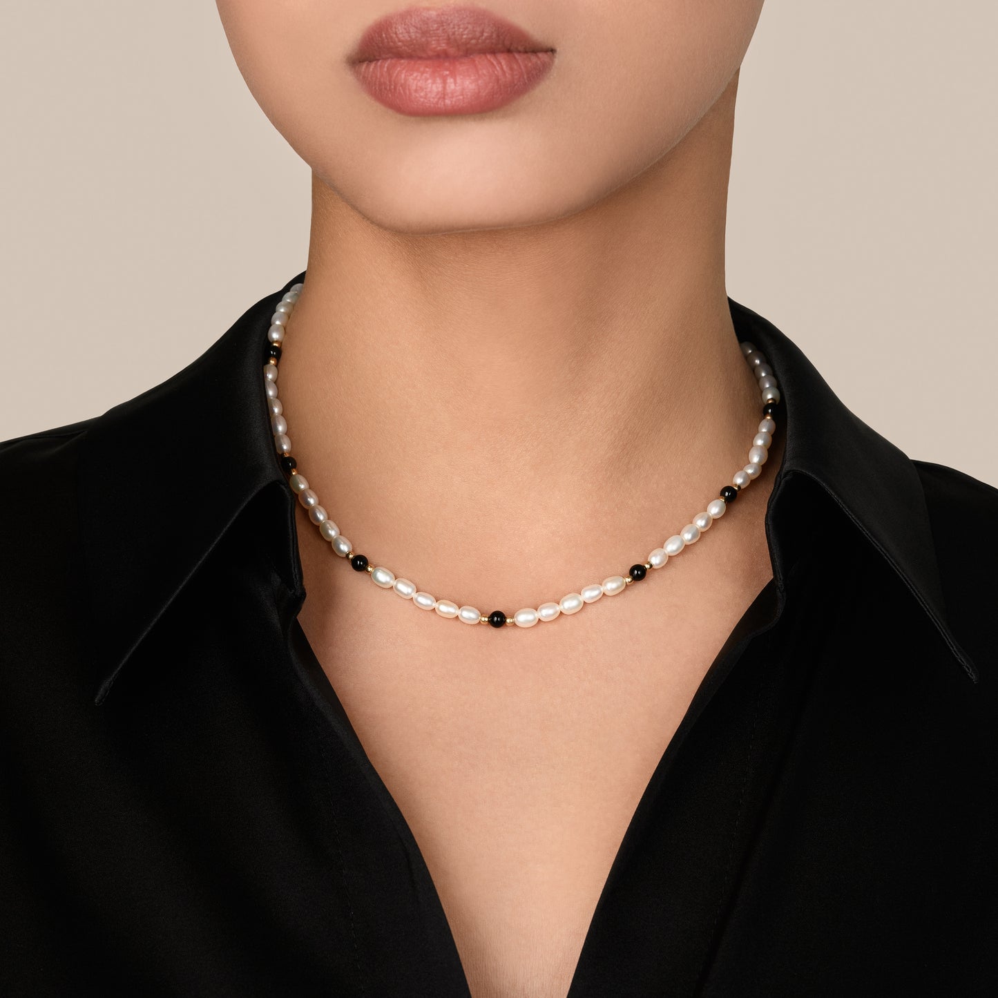 noorelle, pearl delight with onyx, jewellery, chain, chain for girl , peal delight chain,