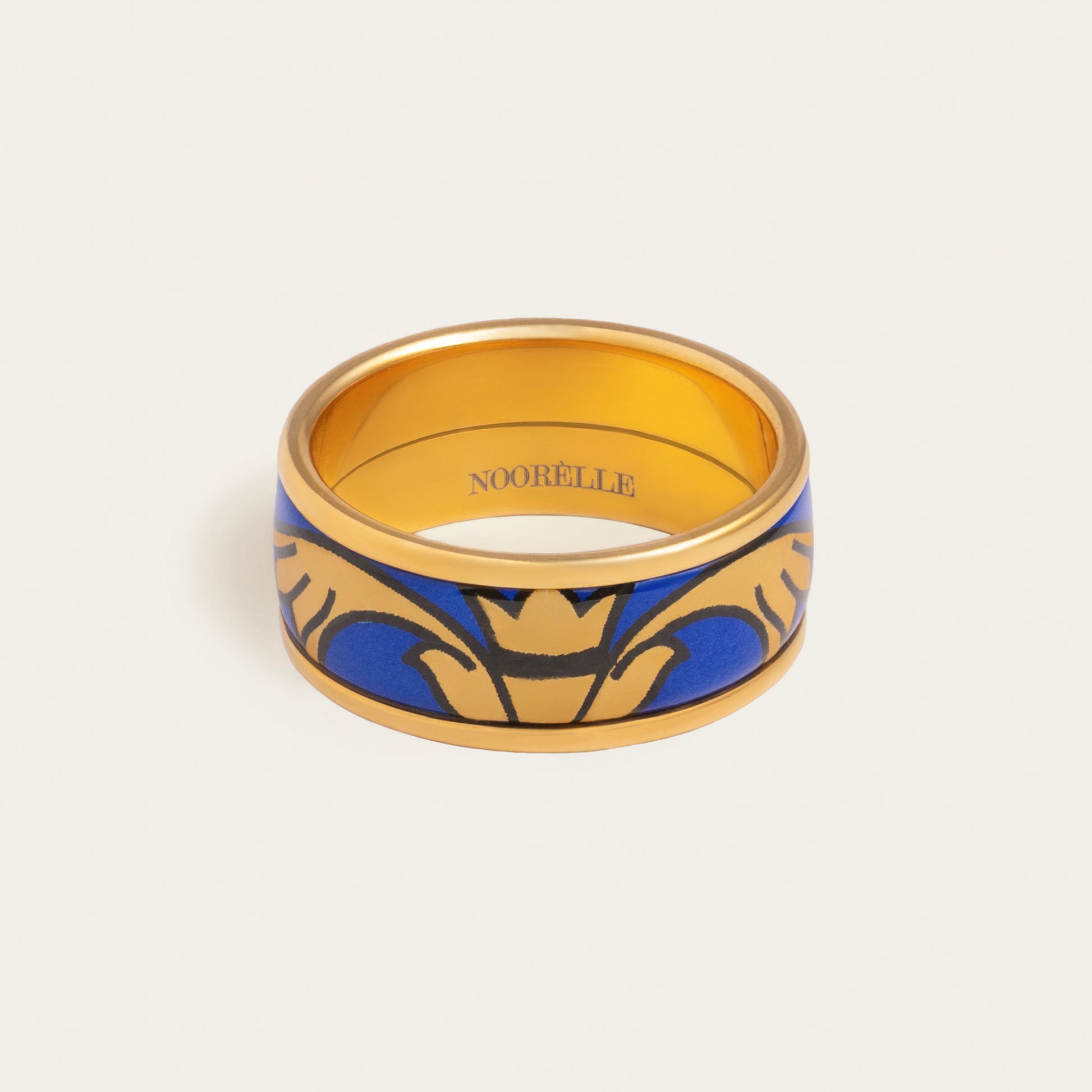noorelle, elle ring, rings, jewellery, blue gold printed rings