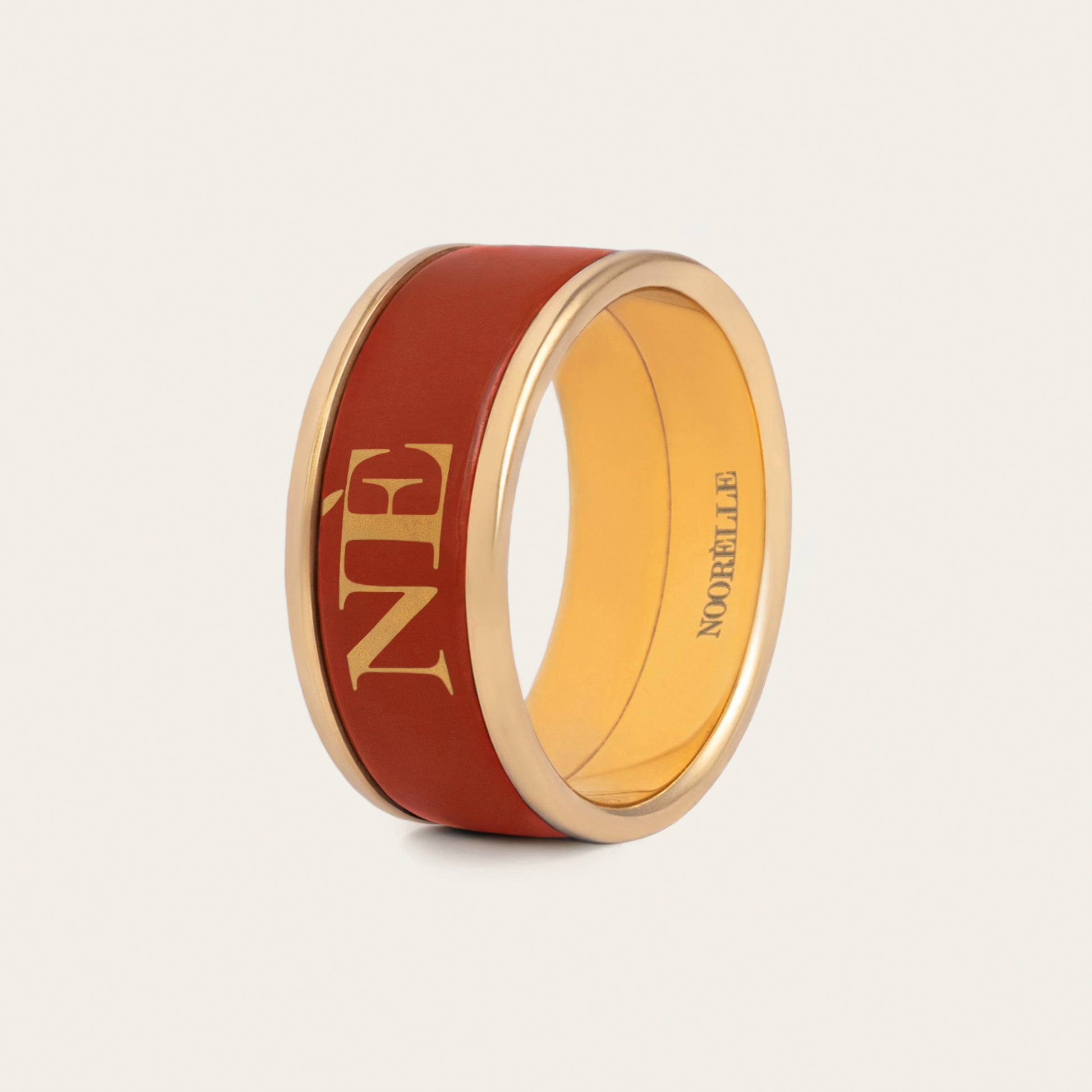 noorelle, monochrome orange ring, jewellery, ring, monochrome ring, ring for girls, gold ring, printed ring