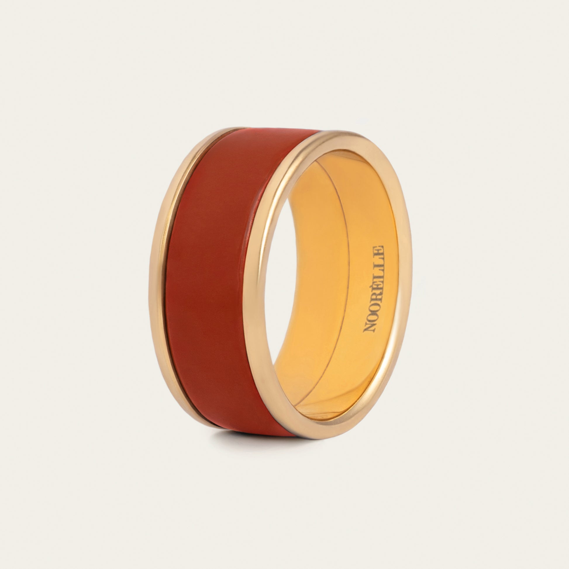 noorelle, monochrome orange ring, jewellery, ring, monochrome ring, ring for girls, gold ring, gold and red ring, 